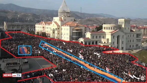 Xankəndidə keçirilən aksiyada əslində neçə nəfər iştirak edib? Erməni mənbələr 70 min deyir - FOTO