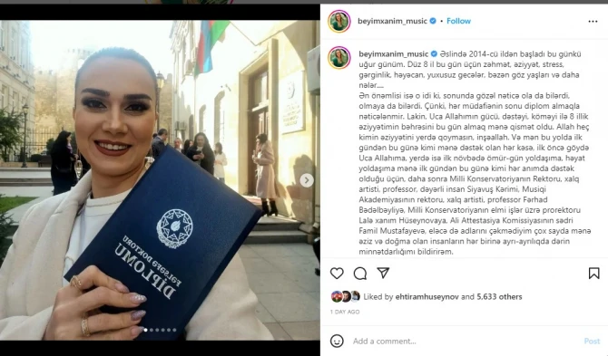 Əməkdar artist alimlik dərəcəsi aldı - FOTO