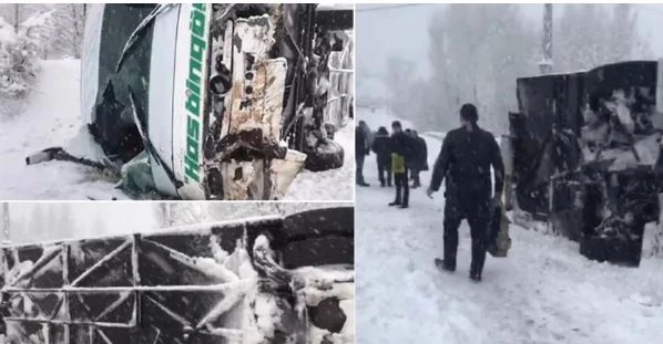 Türkiyədə AVTOBUS AŞDI - 12 NƏFƏR XƏSARƏT ALDI - FOTO