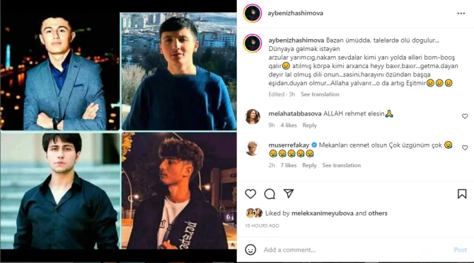 Azərbaycanlı məşhurlar vəfat edən tələbələrdən yazdılar: 