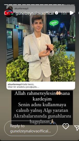 Günel Zeynalova Taha Duymazın qohumlarına qəzəbləndi: 