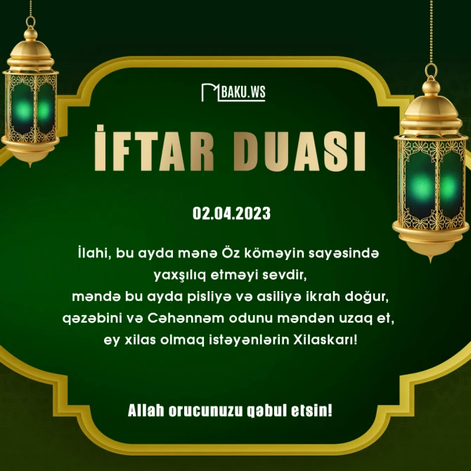 Ramazan ayının 11-ci gününün imsak, iftar və namaz vaxtları - FOTO
