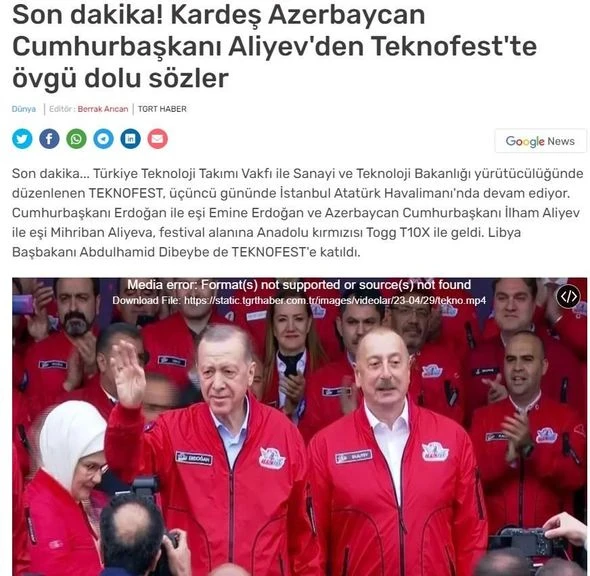 Выступление Президента Ильхама Алиева на TEKNOFEST широко освещалось в турецких СМИ - ФОТО