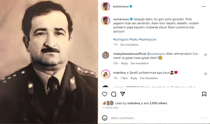 Xumar Qədimovadan polis atası ilə bağlı PAYLAŞIM - FOTO