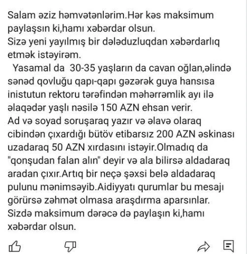 Bakıda yeni fırıldaq növü: Mənzilləri gəzib qarşılıqsız şəkildə 150 manat pul təklif edir - FOTO