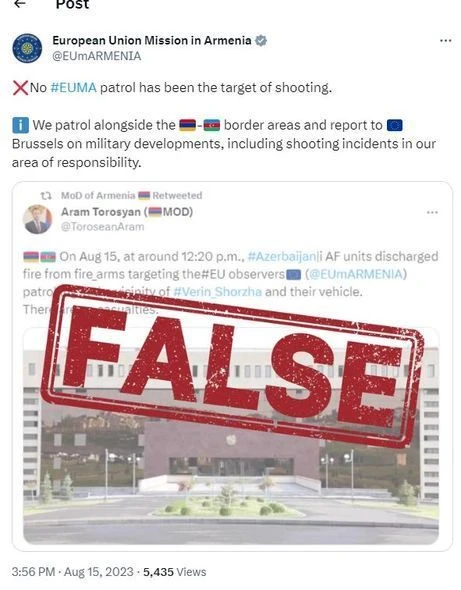 Aİ Ermənistan Müdafiə Nazirliyinin dezinformasiyasını ifşa edib - FOTO