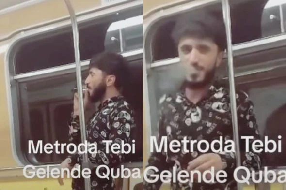Metroda siqaret çəkən şəxs saxlanıldı - FOTO