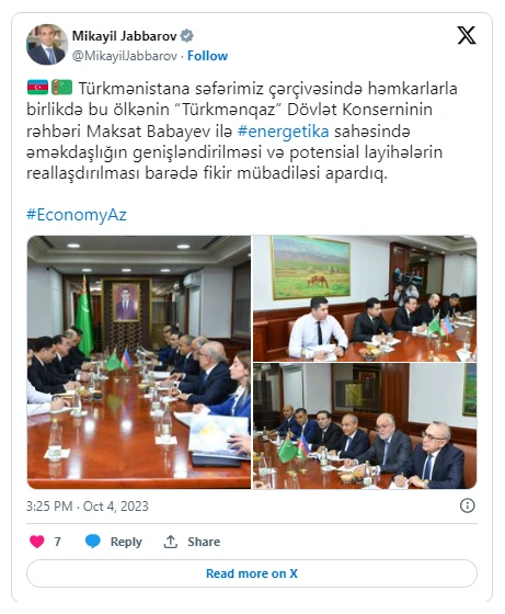 Mikayıl Cabbarov “Türkmənqaz” Dövlət Konserninin rəhbəri ilə görüşüb - FOTO