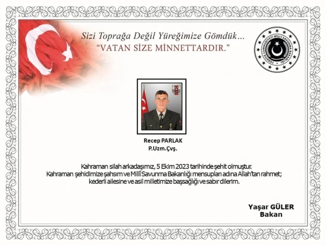 Türkiyə hərbçisi şəhid olub - FOTO