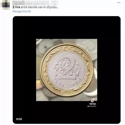 Türkiyədə yeni minimum əmək haqqı 17 min 2 Lirə olduqdan sonra 2 Lirə zarafatlara səbəb oldu - FOTO
