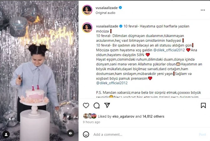 Vüsalə Əlizadədən 12 yaşlı qızına təbrik - FOTO/VİDEO