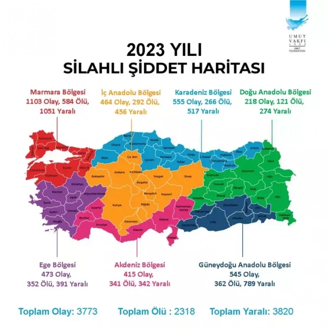 Türkiyədə silahlı zorakılıq xəritəsi: İstanbul birinci yerdədir - FOTO