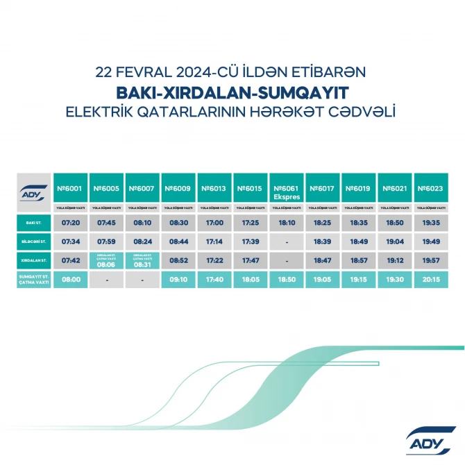 Bakı-Sumqayıt qatarlarının qrafikində YENİLƏNMƏ - FOTO