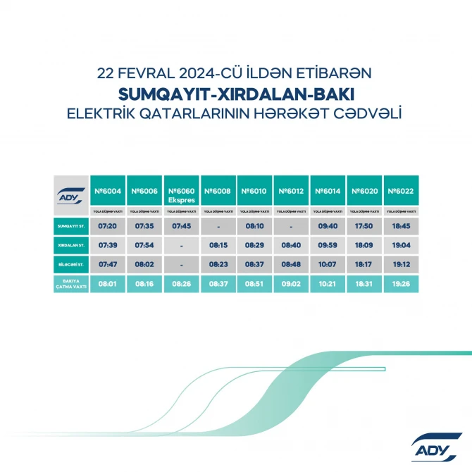 Bakı-Sumqayıt qatarlarının qrafikində YENİLƏNMƏ - FOTO