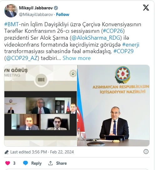 Mikayıl Cabbarov COP26-nın prezidenti ilə görüşüb - YENİLƏNİB + FOTO