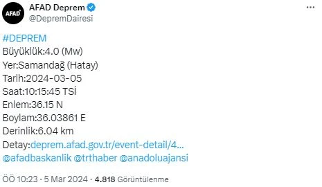 Hatay yenə silkələndi - FOTO
