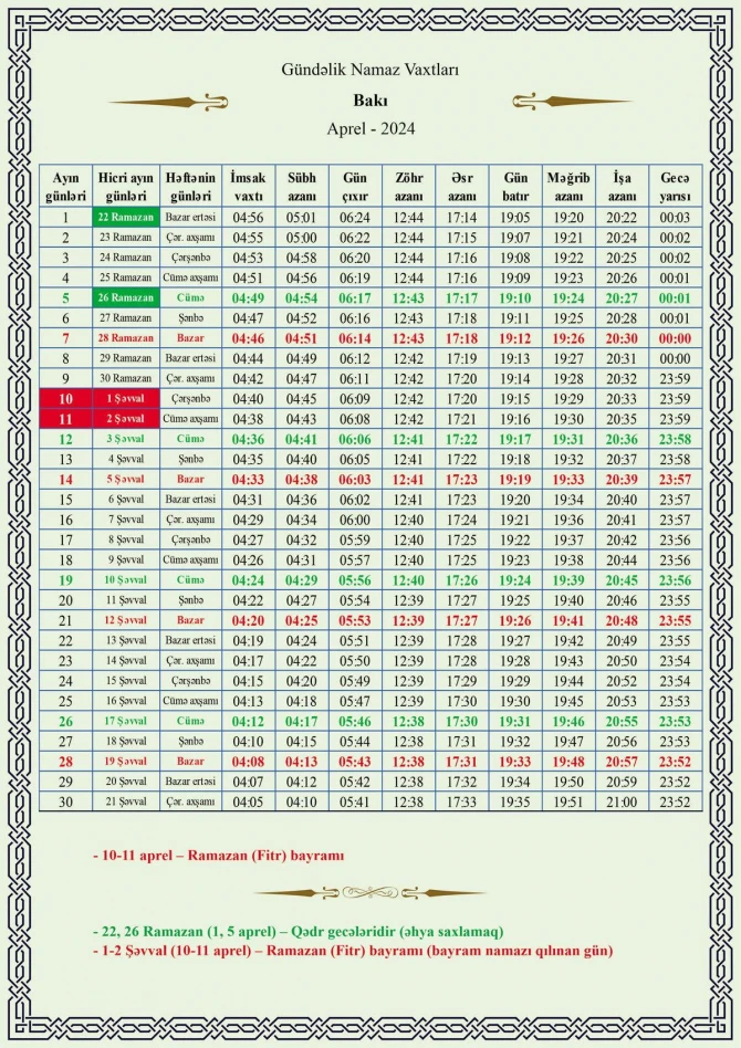 Azərbaycanda Ramazan ayı başlayıb