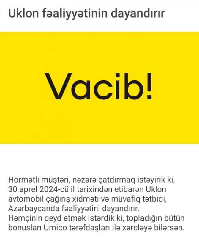Azərbaycanda bu taksi şirkəti bağlanır - FOTO