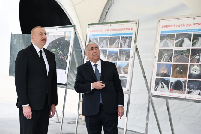 Prezident İlham Əliyev Əhmədbəyli-Füzuli-Şuşa avtomobil yolunda görülən işlərlə tanış olub, birinci tunelin açılışında iştirak edib  YENİLƏNİB