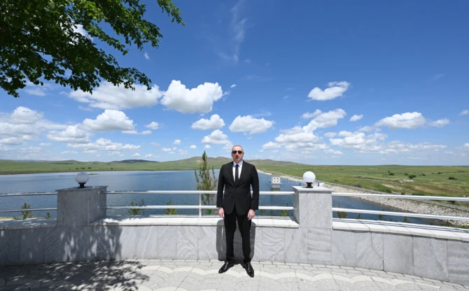 İlham Əliyev Köndələnçay su anbarları kompleksinin açılışında iştirak edib - YENİLƏNİB + FOTO