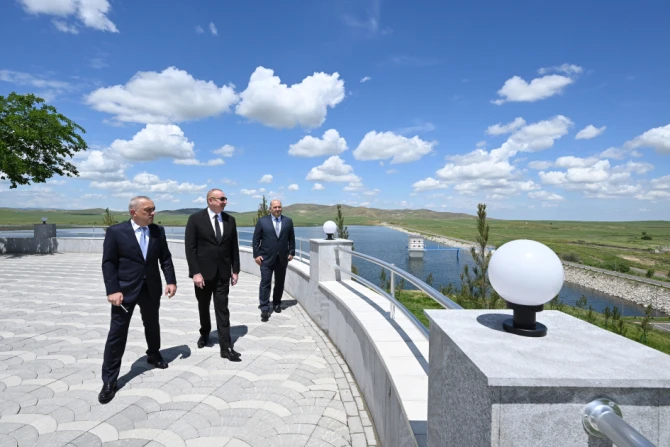 İlham Əliyev Köndələnçay su anbarları kompleksinin açılışında iştirak edib - YENİLƏNİB + FOTO
