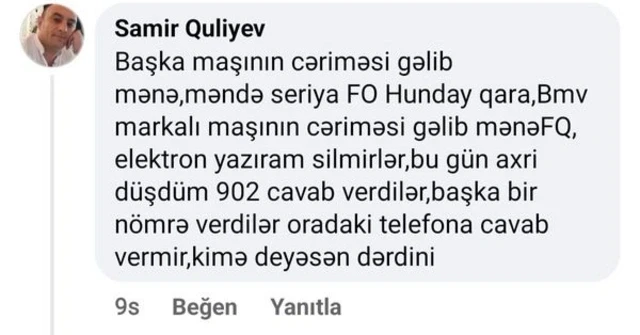 Qayda pozuntusuna görə yazılmış protokol səhvən başqa sürücüyə göndərildi