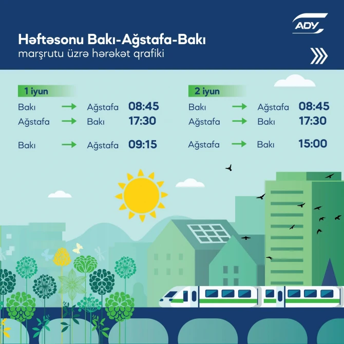 Bakı-Ağstafa-Bakı marşrutu üzrə əlavə qatar reysləri təyin edilib
