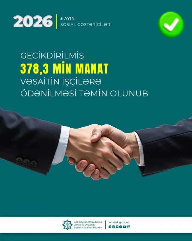 Son beş ayda gecikdirilmiş 378 min manat vəsaitin işçilərə ödənilməsi təmin olunub