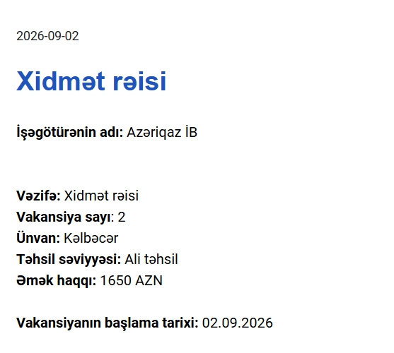 Qarabağda yeni iş yerləri - Maaşlar 2100 manata çatır