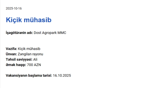 Qarabağda işləmək istəyənlərin NƏZƏRİNƏ! - Maaş 1500 AZN-dək