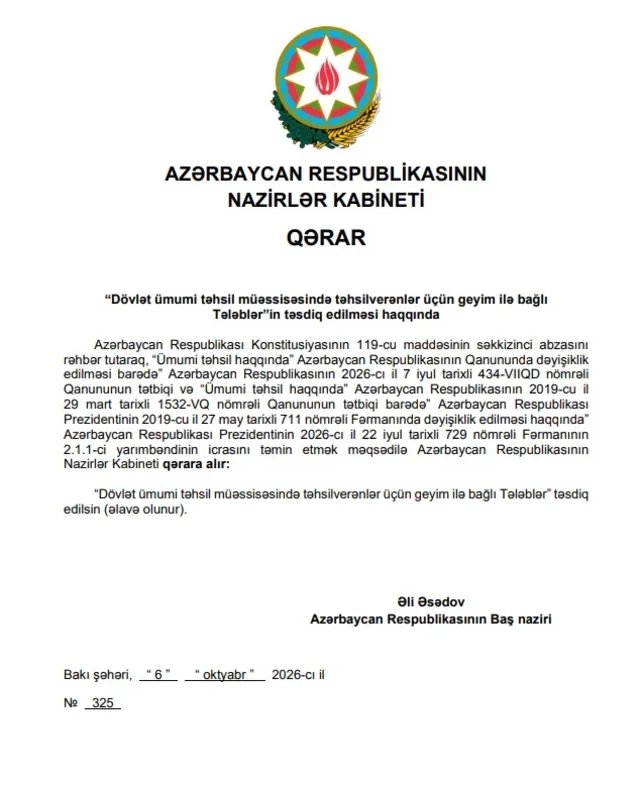 Müəllimlər üçün geyim qaydaları və tələblər müəyyənləşdi