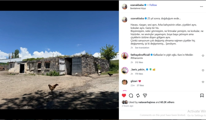 Ozan Akbaba doğulduğu evin fotosunu paylaşdı
