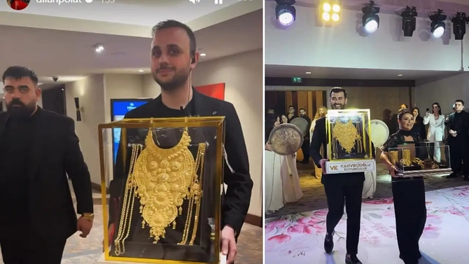 Blogerə nişanında 45 kiloqram qızıl taxıldı - Ayaqüstə dayana bilmədi
