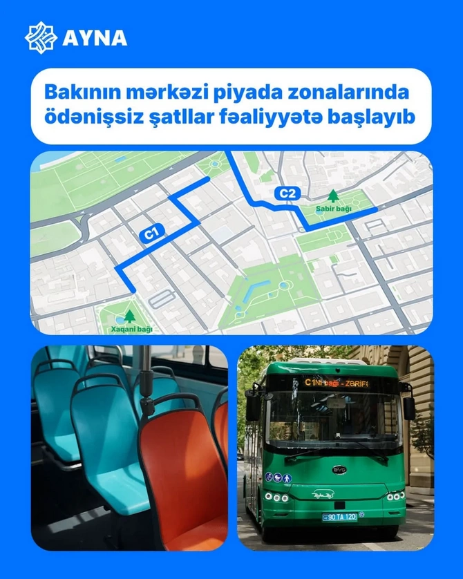 Bakının mərkəzi piyada zonalarında ödənişsiz şatllar fəaliyyətə başlayıb