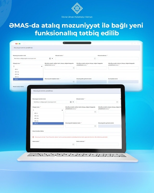 Atalıq məzuniyyətinə çıxmaq istəyənlərin NƏZƏRİNƏ: Yeni funksiya aktivləşdirildi