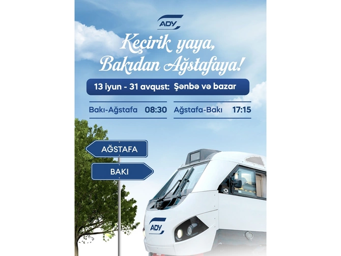 Bakı-Ağstafa-Bakı dəmir yolu marşrutu üzrə səfərlər hər şənbə və bazar təşkil olunacaq