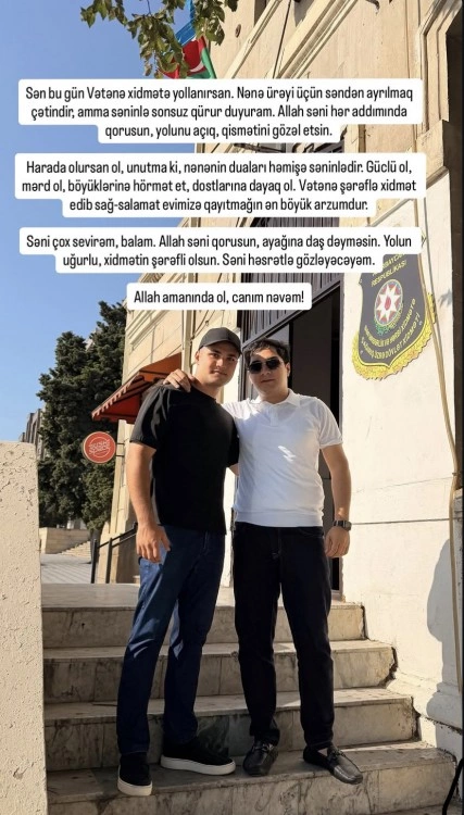 Afaq Bəşirqızı nəvəsini hərbi xidmətə yola salıb
