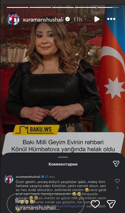 Xuraman Şuşalı Könül Vəlibəylidən yazdı: 