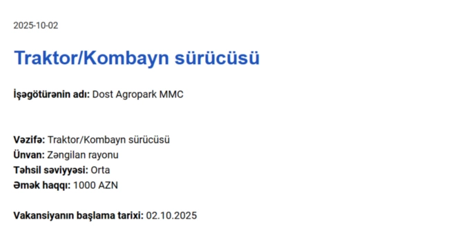 Qarabağda işləmək istəyənlərin NƏZƏRİNƏ! - Maaş 1500 AZN-dək