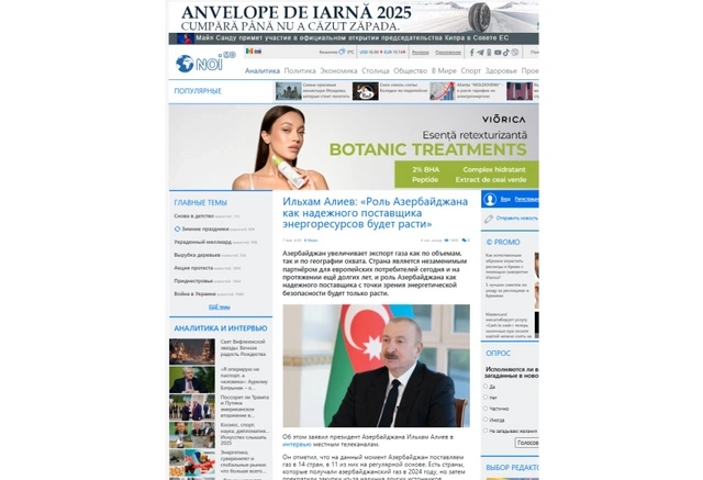 Moldova's news portals highlighted President Ilham Aliyev's interview with local TV channels