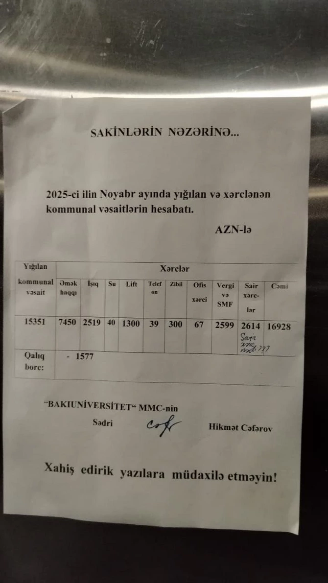 Еще одно здание на Ясамале под угрозой: жильцы жалуются на управляющую компанию