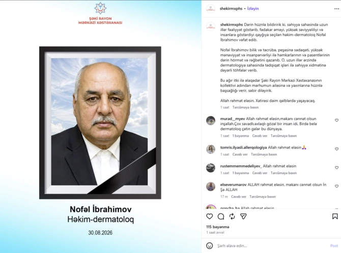 Azərbaycanda həkim-dermatoloq VƏFAT ETDİ