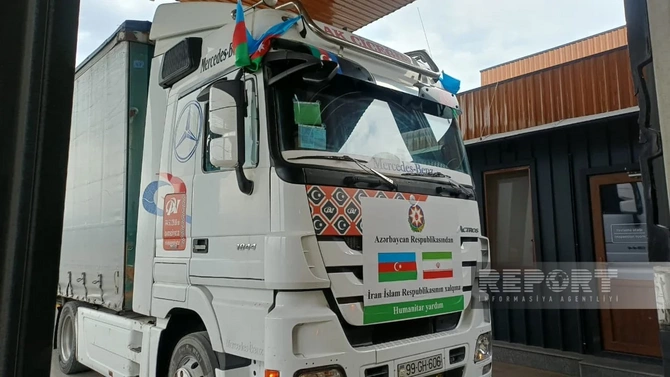 Azərbaycandan İrana göndərilən humanitar yardım dövlət sərhədindən keçib