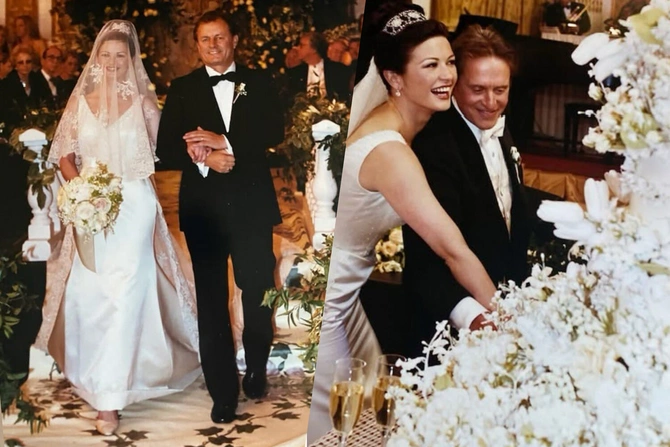Кэтрин Зета-Джонс опубликовала редкие снимки со свадьбы с Майклом Дугласом