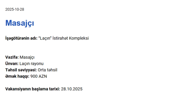 Qarabağda işləmək istəyənlərin NƏZƏRİNƏ! - Maaş 1500 AZN-dək