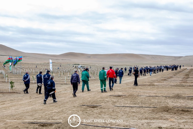 Baku Steel Company ətraf mühitin mühafizəsinə töhfəsini gücləndirir: təxminən 3000 ağac əkilib Baku Steel Company ətraf mühitin mühafizəsinə töhfəsini gücləndirir: təxminən 3000 ağac əkilib