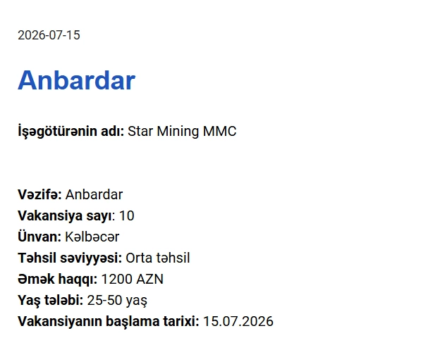 Qarabağda yeni iş yerləri - Maaşlar 2100 manata çatır