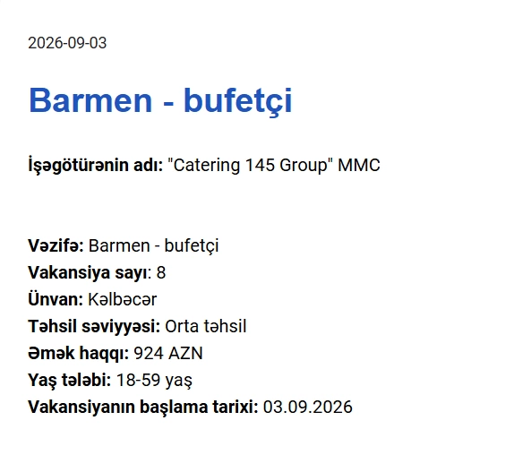 Qarabağda yeni iş yerləri - Maaşlar 2100 manata çatır