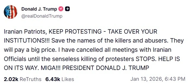 Trump refused negotiations and supported protesters in Iran