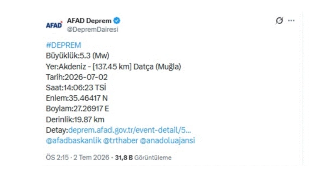 Türkiyədə 5.3 bal gücündə zəlzələ oldu